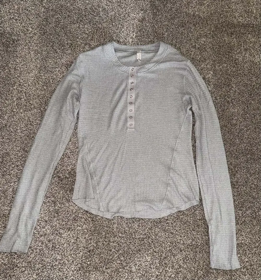 Intimately Free People One Of The Girls Henley Long Sleeve Waffle Knit Top